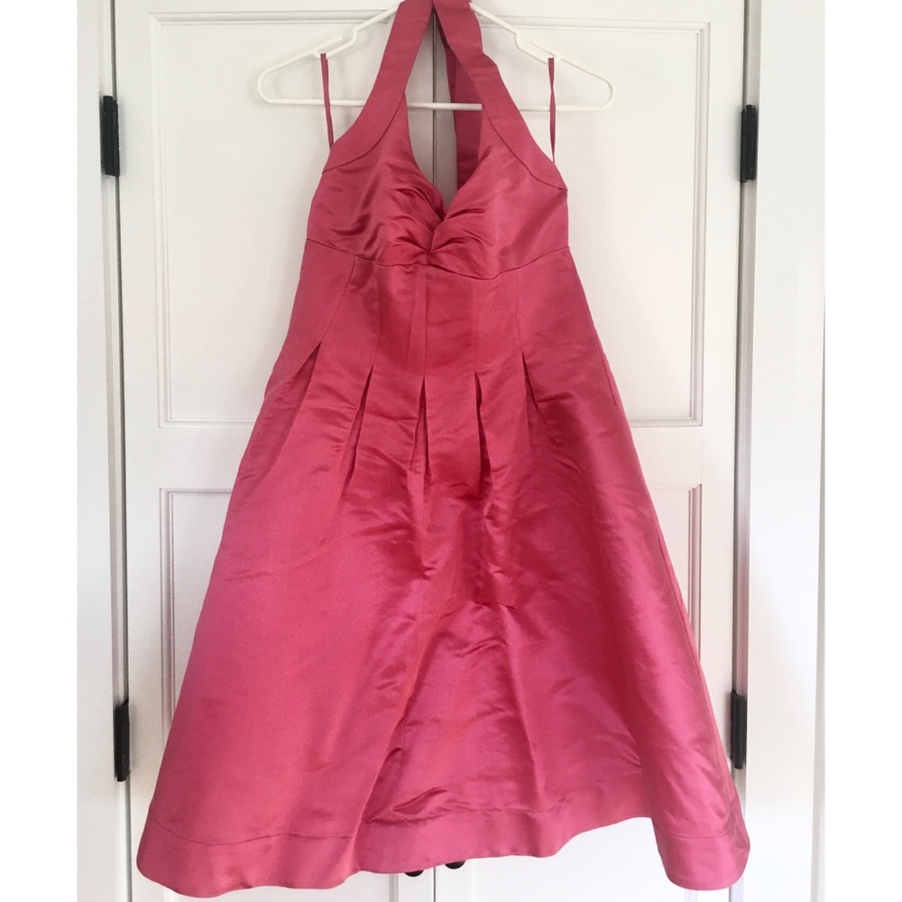 NEW Moda International Formal Holiday Party Silk Pink Halter Mini Dress Size 8